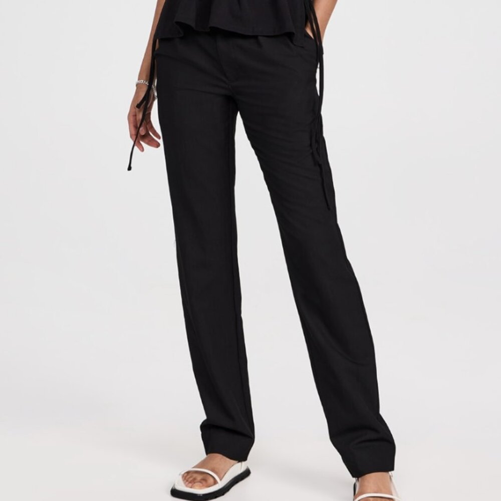 Proenza Schouler Black Drapey Suiting Trousers Size 4 NWT